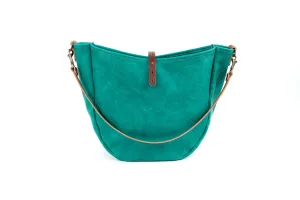 CELESTE LEATHER HOBO BAG - LARGE - PINE GREEN BISON
