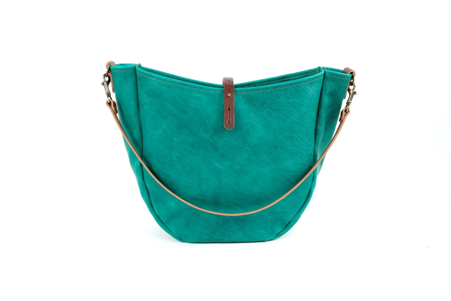 CELESTE LEATHER HOBO BAG - LARGE - PINE GREEN BISON