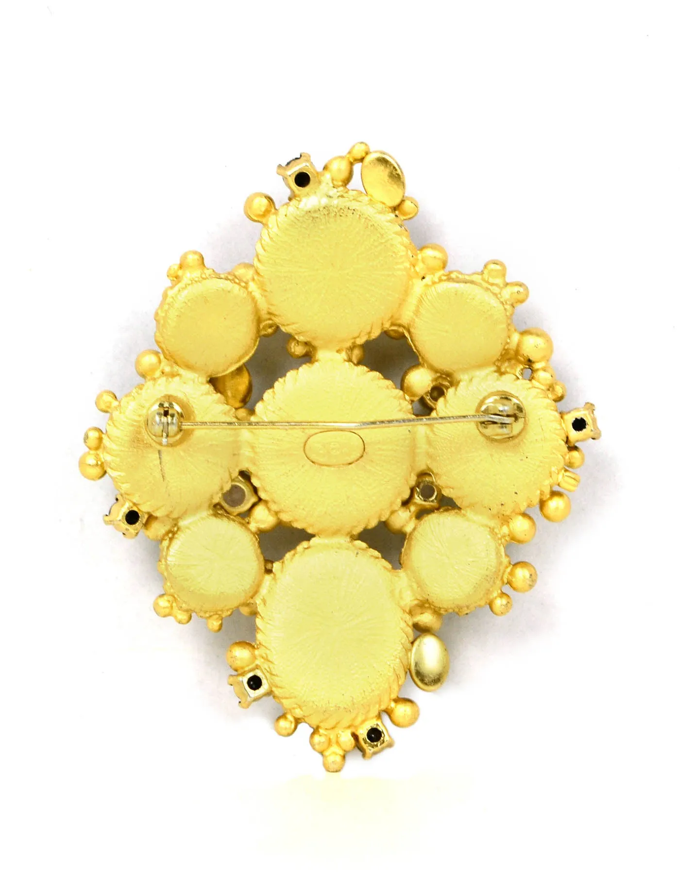 Chanel 2001 Black & Pink Stone CC Brooch w/ Faux Pearls & Crystals