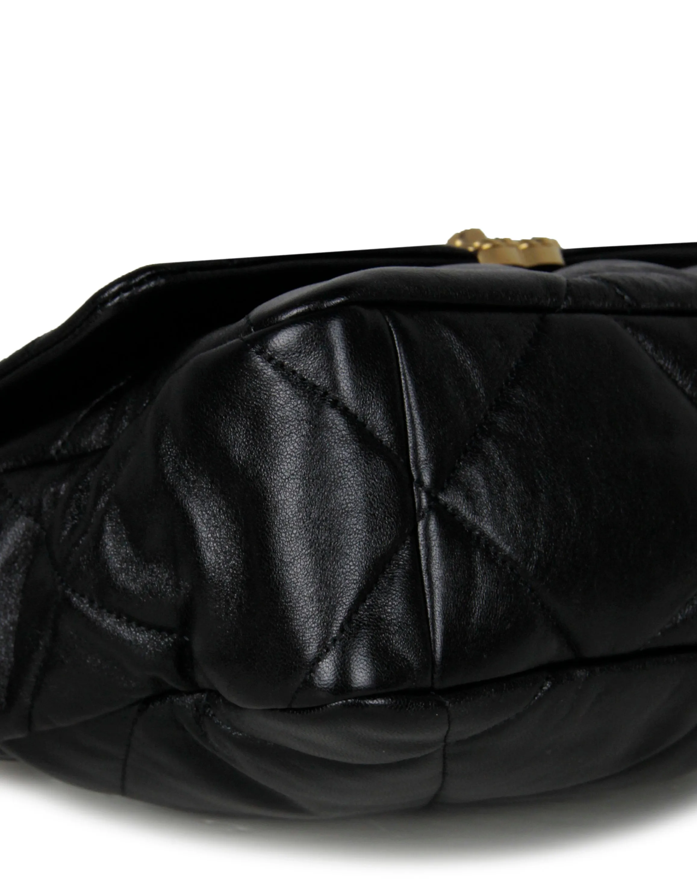 Chanel Black Lambskin Leather Quilted Large 19 Bag