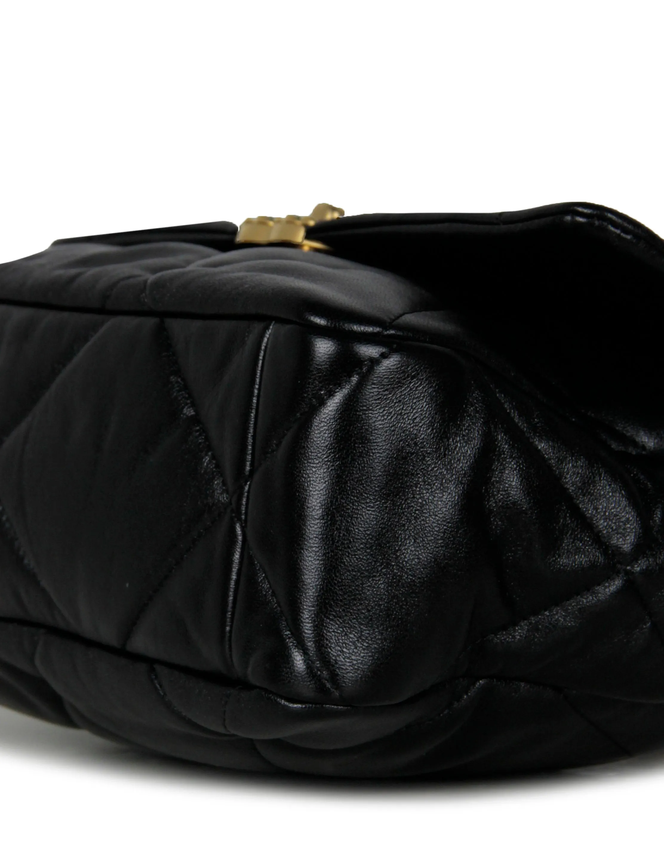 Chanel Black Lambskin Leather Quilted Large 19 Bag