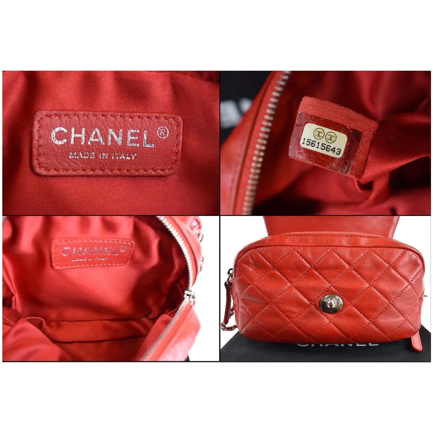 CHANEL Classic Mini Flap Quilted Lambskin Crossbody Bag Red