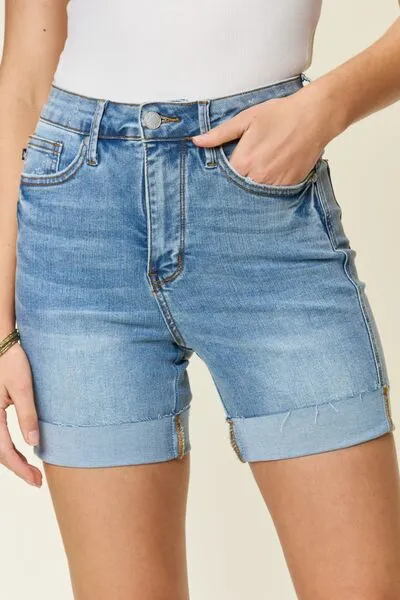 Chante Judy Blue Full Size Tummy Control High Waist Denim Shorts