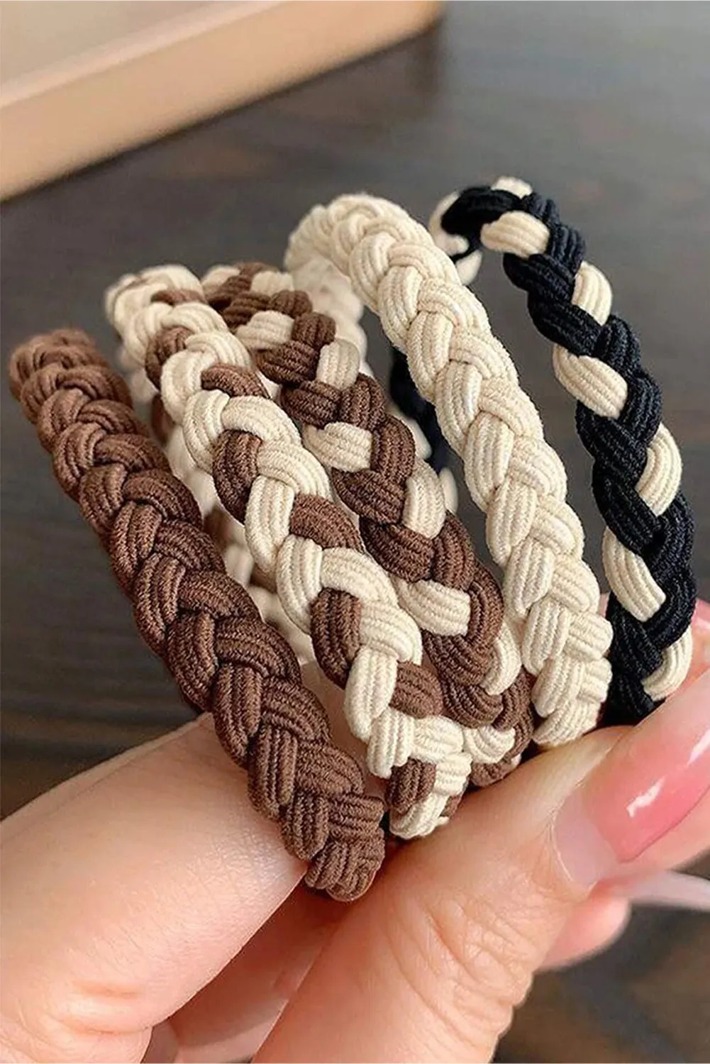 Chestnut 5Pcs Smile Face Decor Braided Hairband