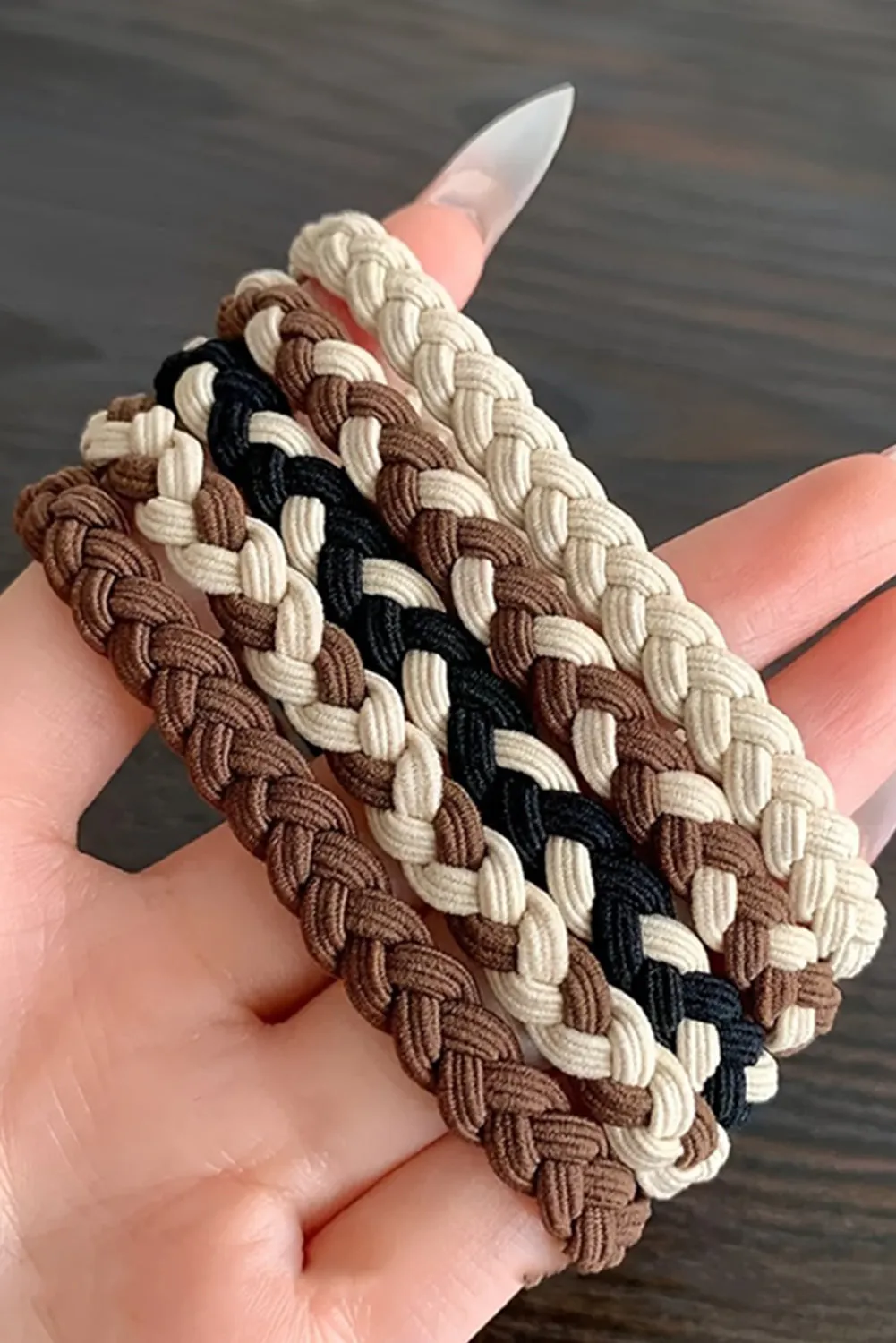 Chestnut 5Pcs Smile Face Decor Braided Hairband