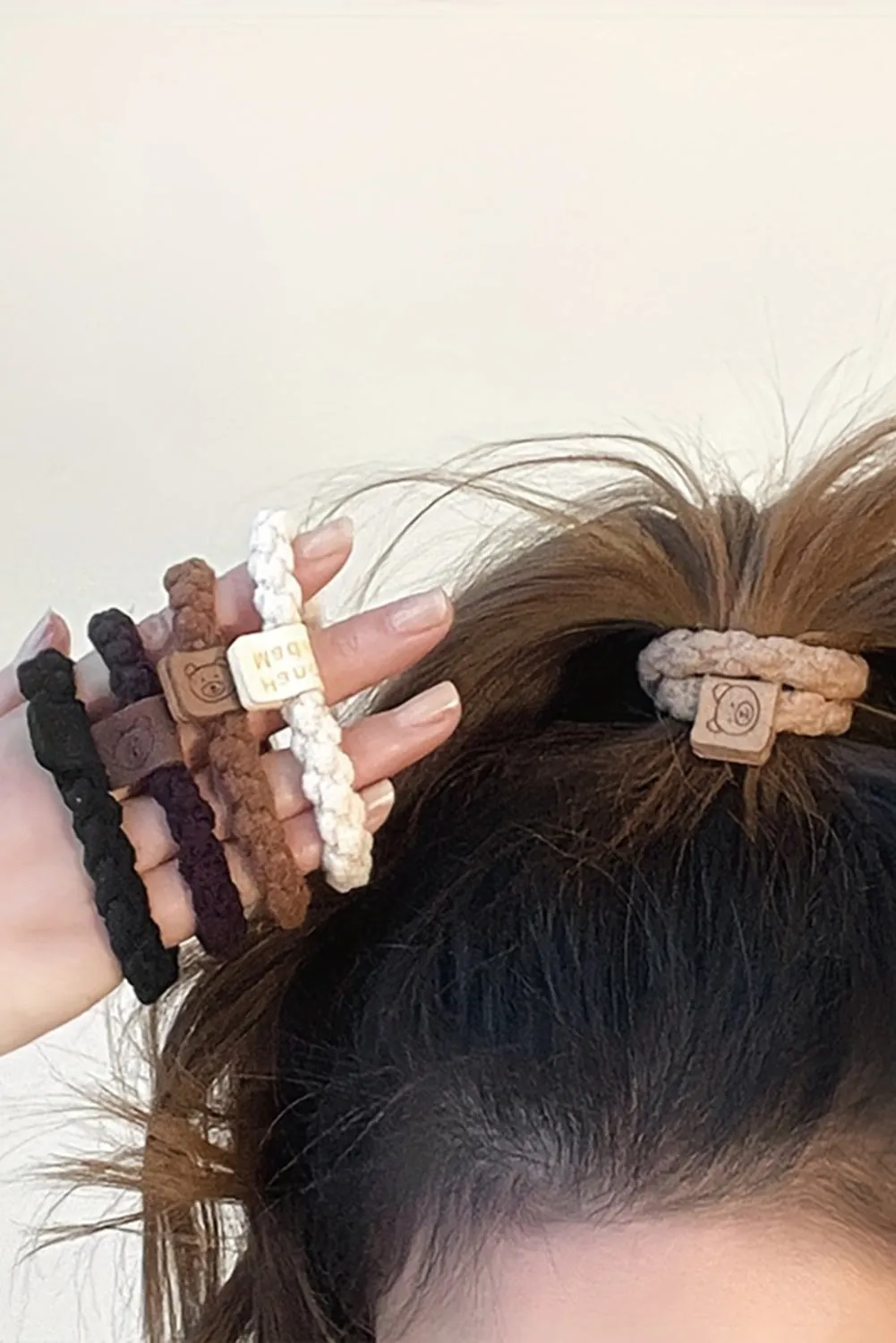 Chestnut 5Pcs Smile Face Decor Braided Hairband
