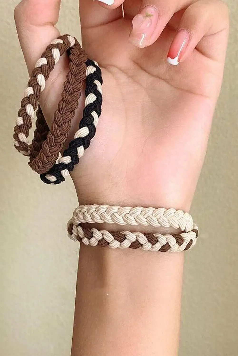 Chestnut 5Pcs Smile Face Decor Braided Hairband