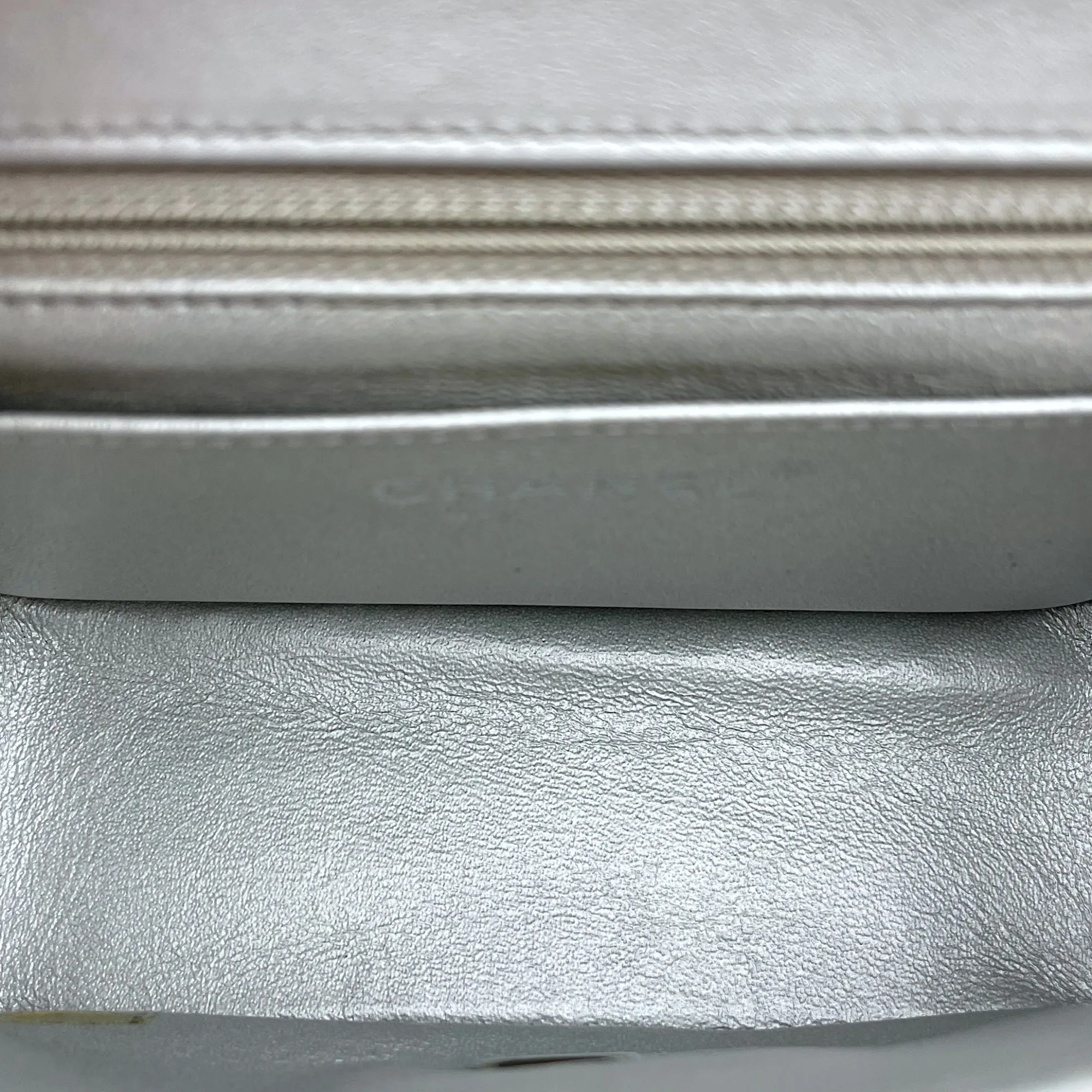 Chevron Mini Square Mini Silver Crossbody Bag in Patent Leather, Silver hardware