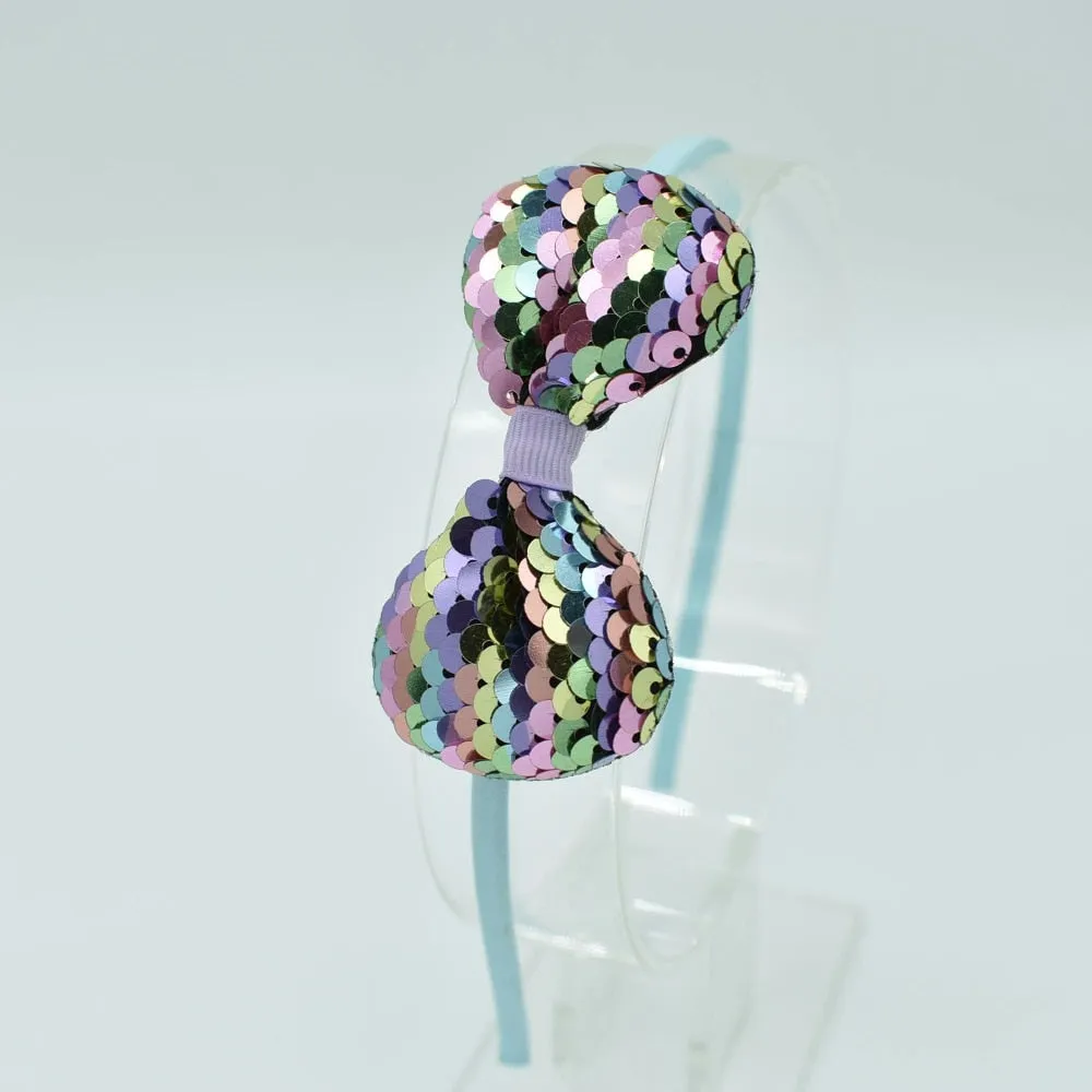 Children's Bow Hair Band Children's Color Fish Scale Hair Band Color Baby Hair Band Hair Accessories