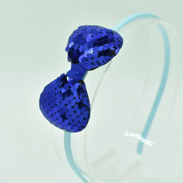 Children's Bow Hair Band Children's Color Fish Scale Hair Band Color Baby Hair Band Hair Accessories