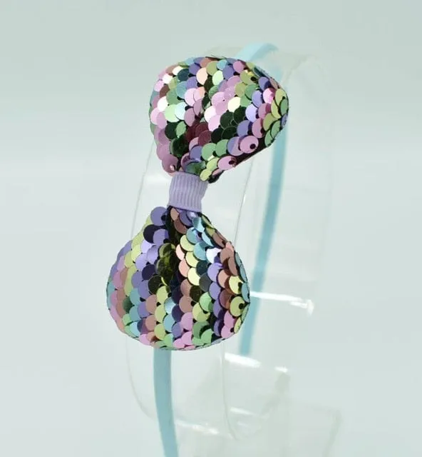 Children's Bow Hair Band Children's Color Fish Scale Hair Band Color Baby Hair Band Hair Accessories