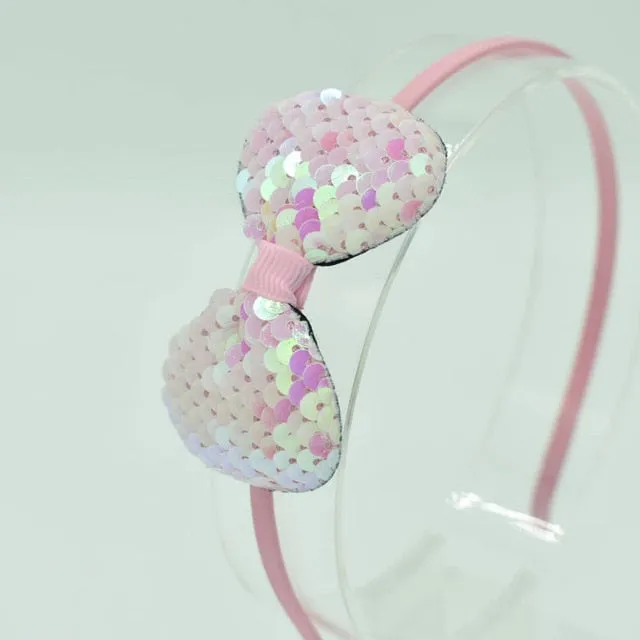 Children's Bow Hair Band Children's Color Fish Scale Hair Band Color Baby Hair Band Hair Accessories