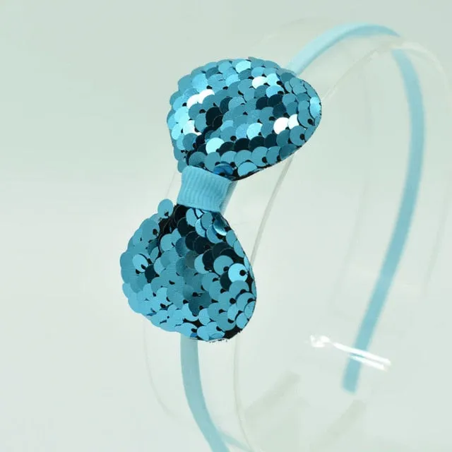 Children's Bow Hair Band Children's Color Fish Scale Hair Band Color Baby Hair Band Hair Accessories