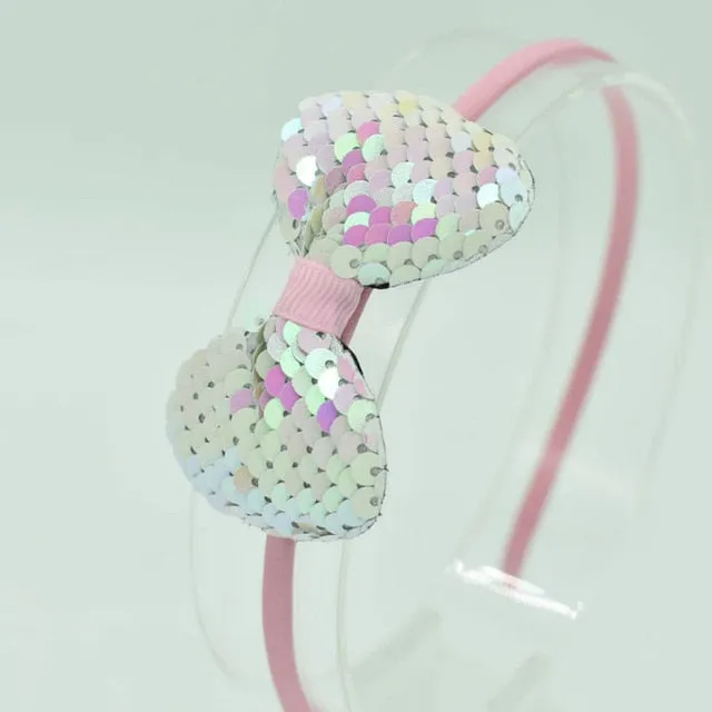 Children's Bow Hair Band Children's Color Fish Scale Hair Band Color Baby Hair Band Hair Accessories