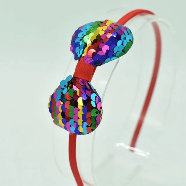 Children's Bow Hair Band Children's Color Fish Scale Hair Band Color Baby Hair Band Hair Accessories
