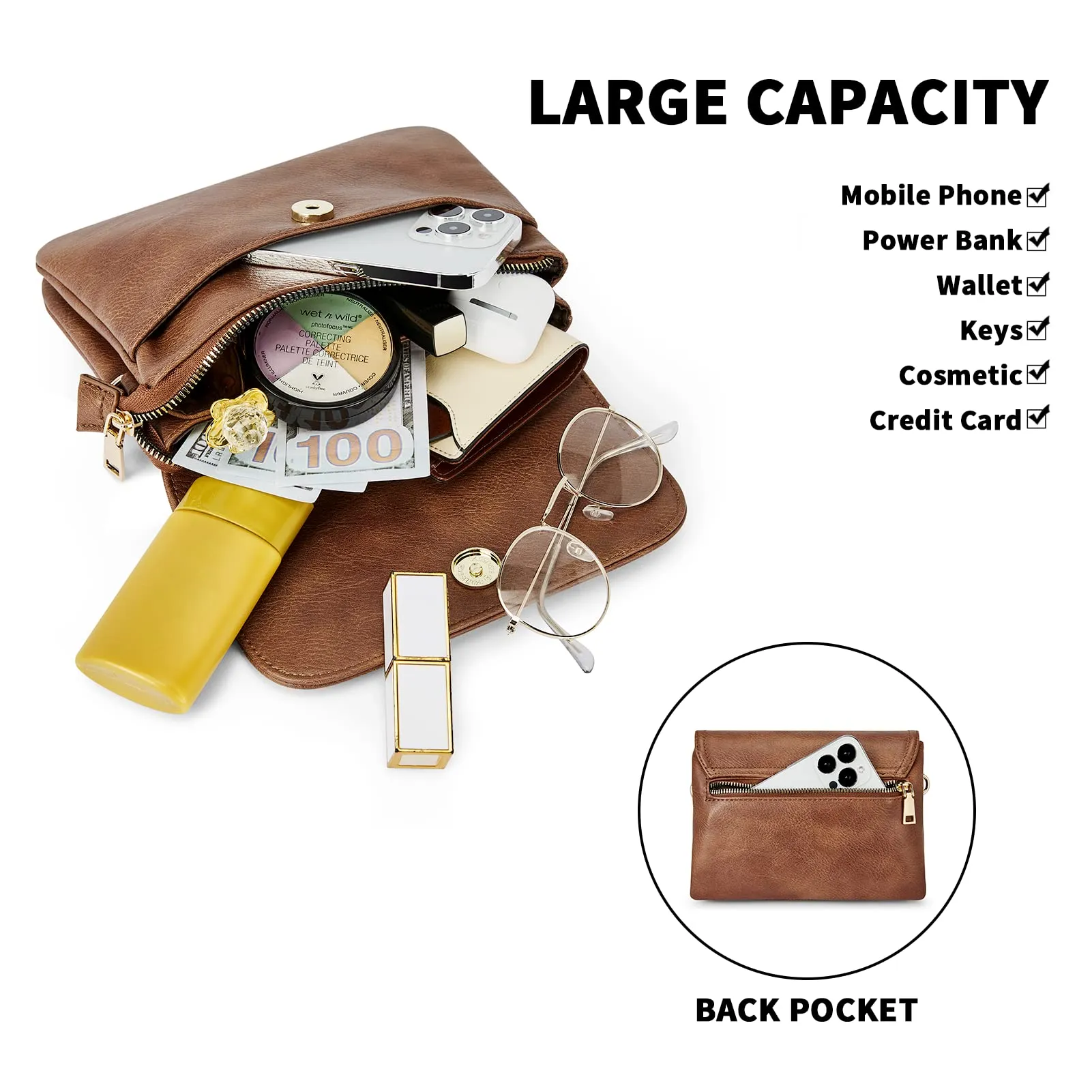 CHOLISS Small Crossbody Bags for Women, Vegan Leather Cell Phone Purse, Mini Travel Purse with Adjustable Strap