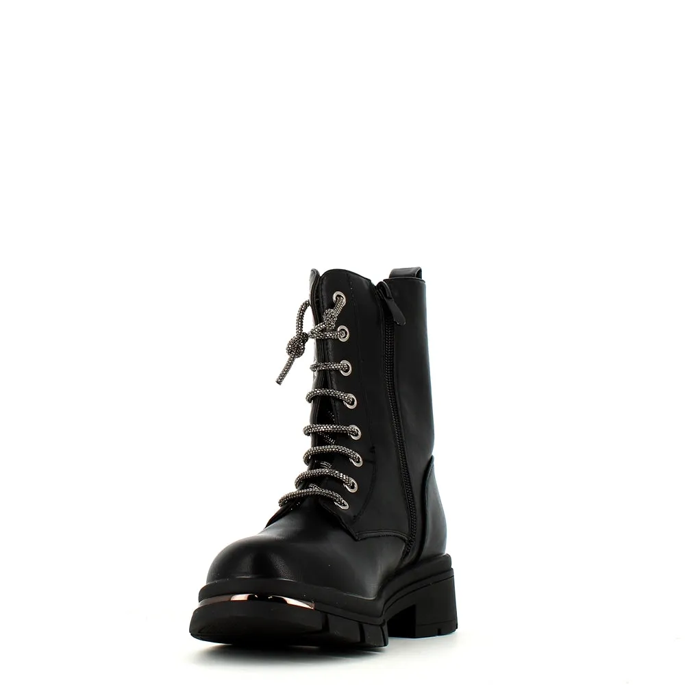 Cinders Edit Crystal Laced Boot Black