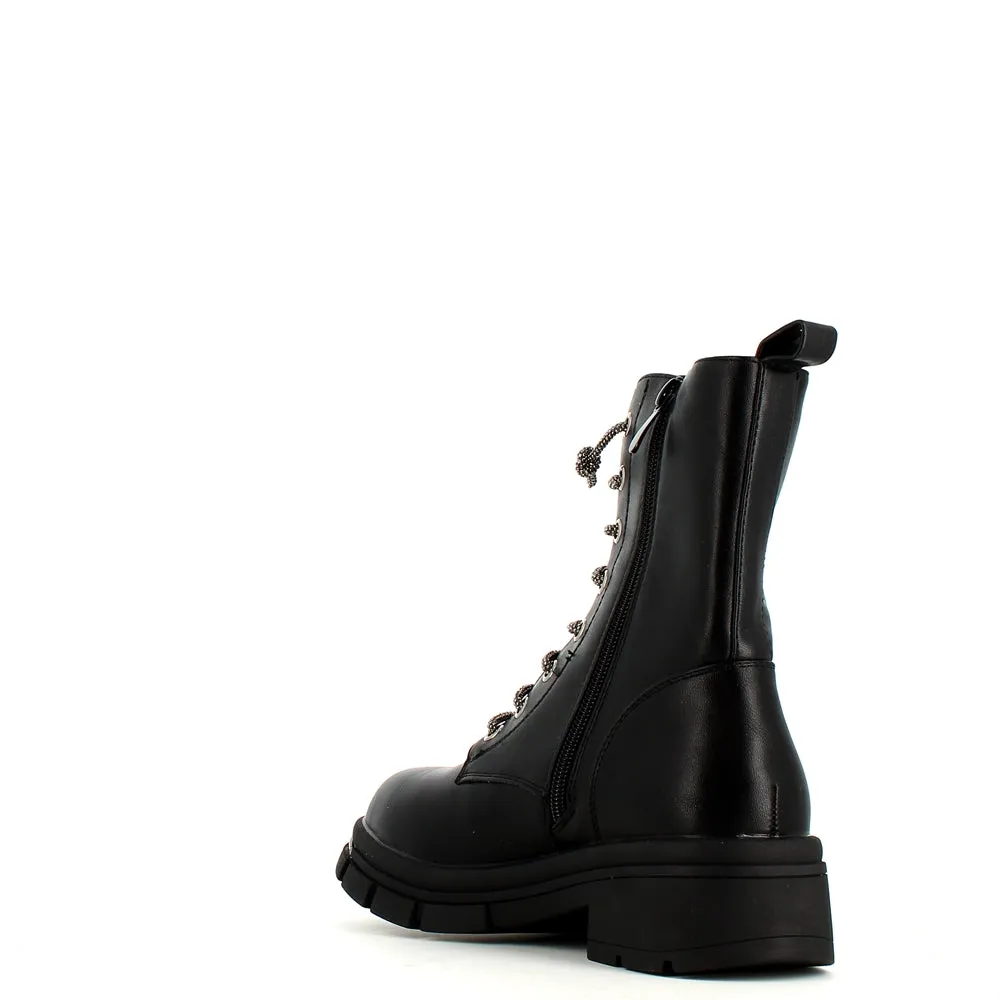 Cinders Edit Crystal Laced Boot Black