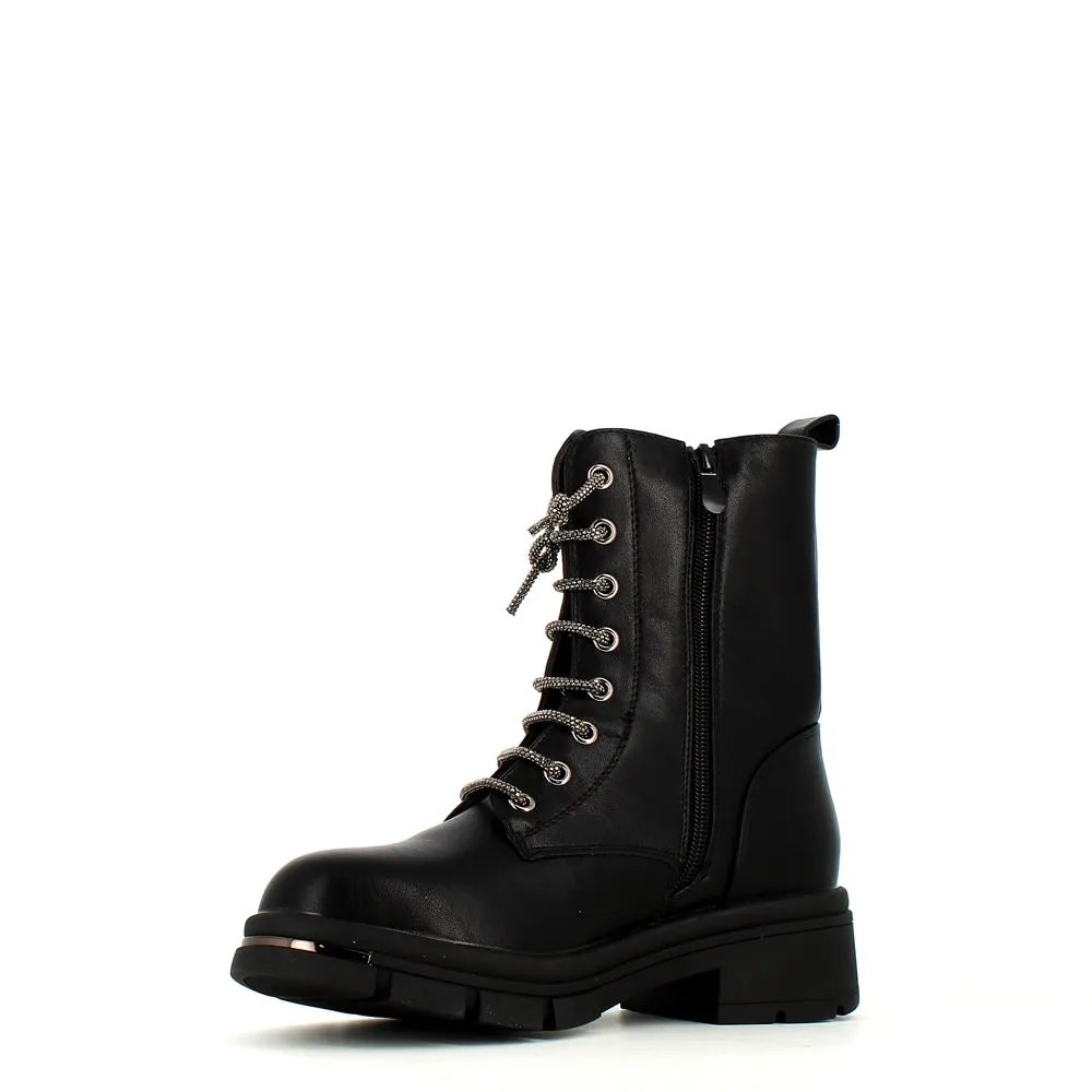 Cinders Edit Crystal Laced Boot Black