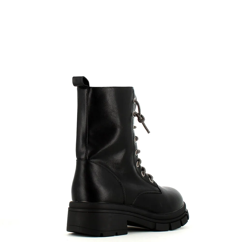 Cinders Edit Crystal Laced Boot Black