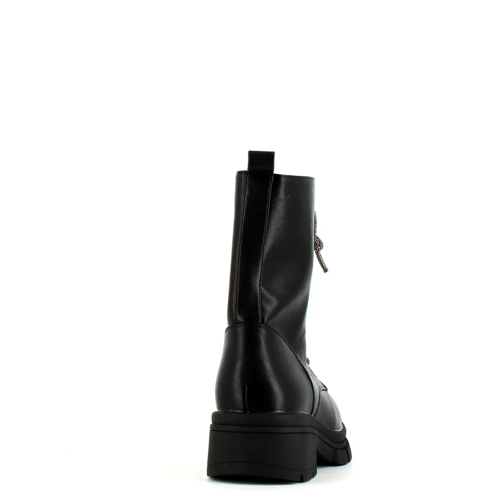 Cinders Edit Crystal Laced Boot Black