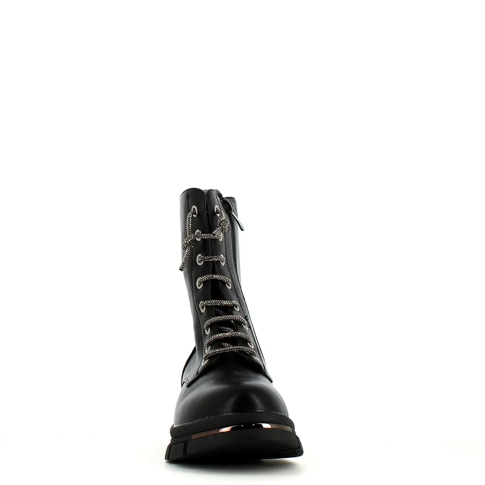 Cinders Edit Crystal Laced Boot Black
