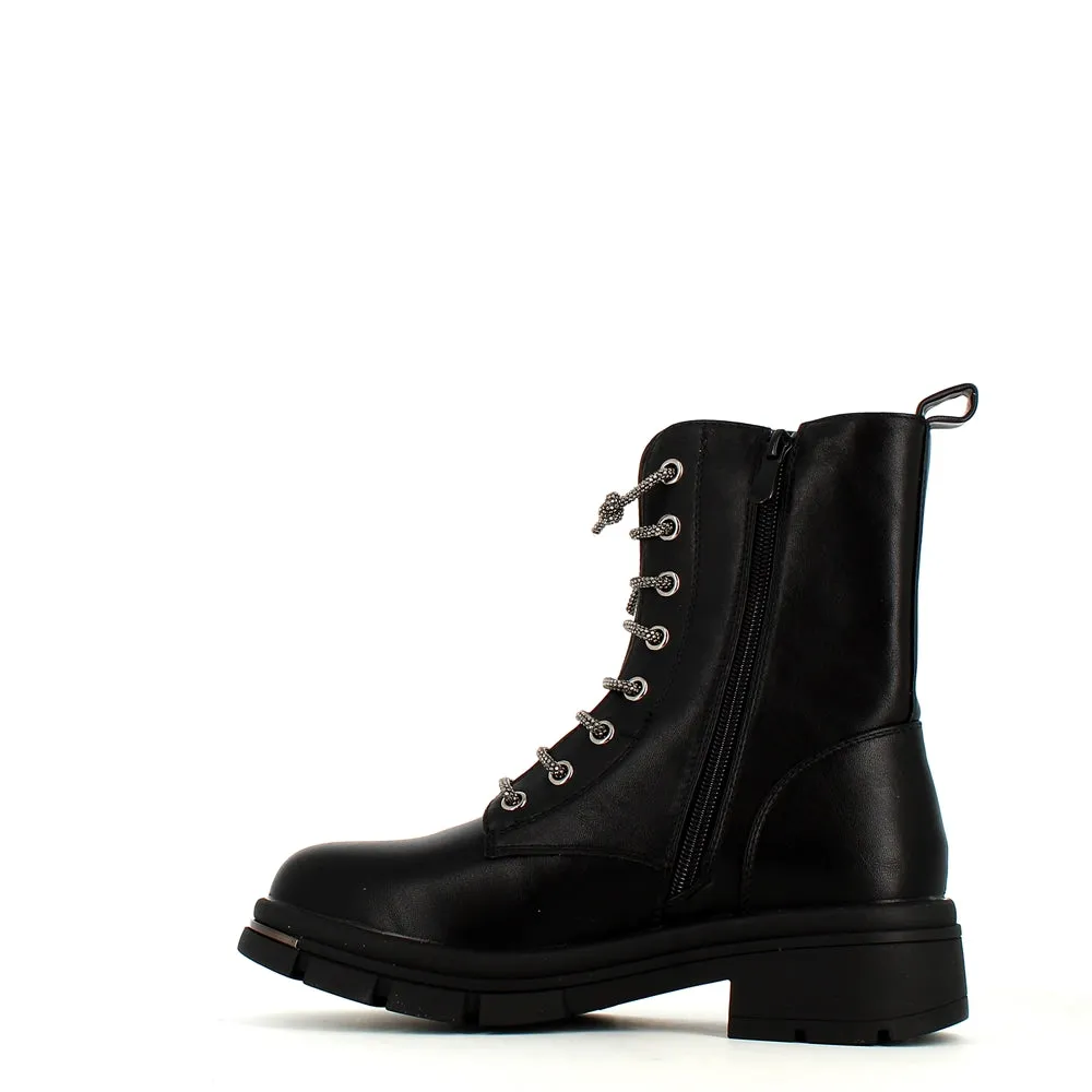 Cinders Edit Crystal Laced Boot Black