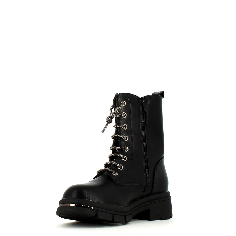 Cinders Edit Crystal Laced Boot Black