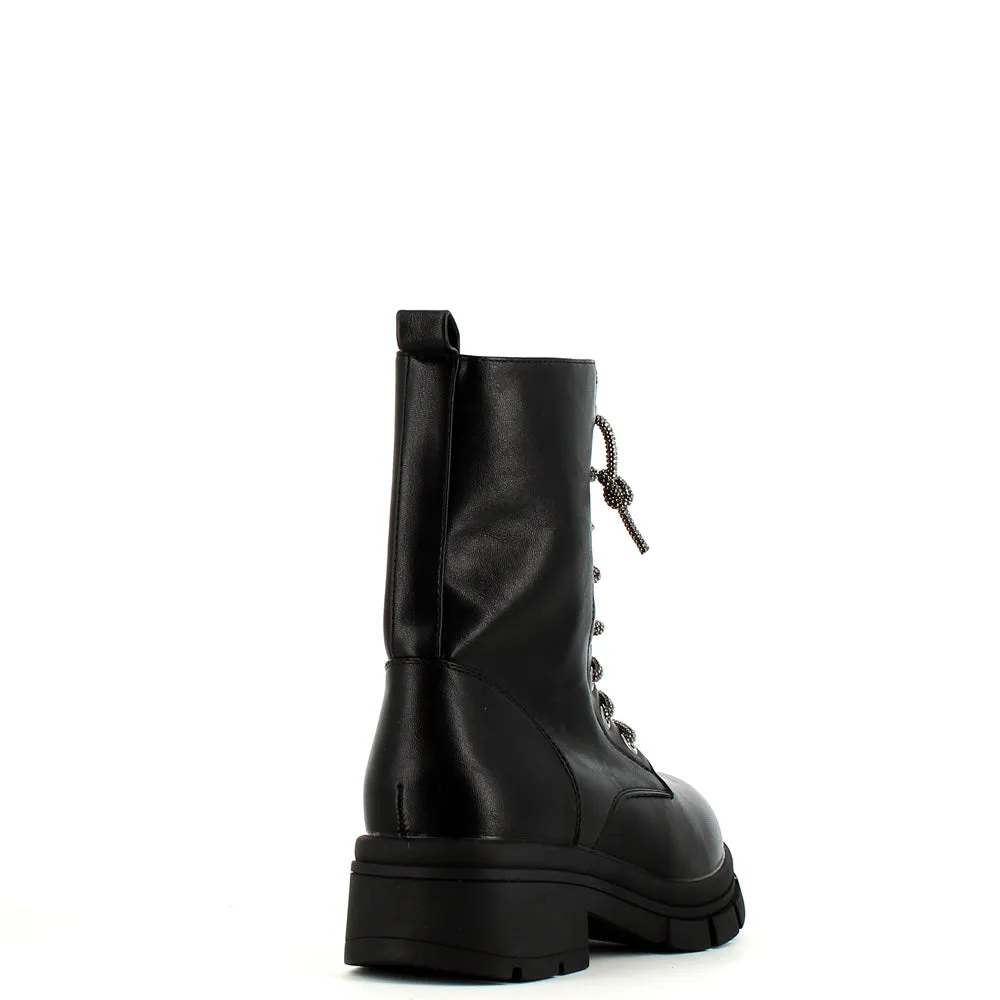 Cinders Edit Crystal Laced Boot Black