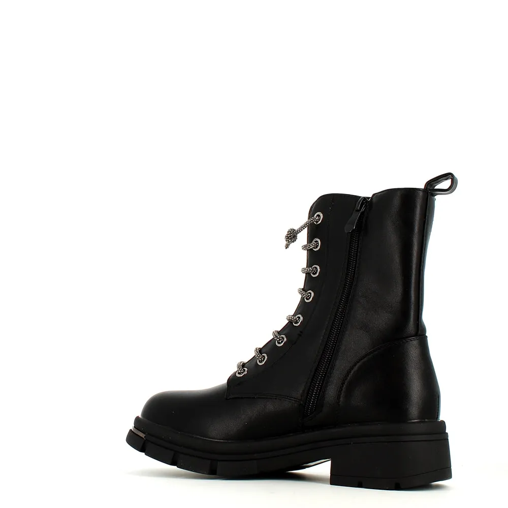 Cinders Edit Crystal Laced Boot Black