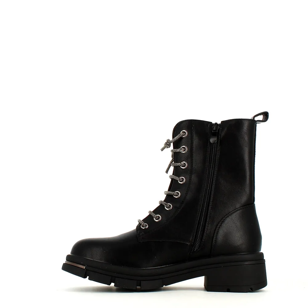 Cinders Edit Crystal Laced Boot Black
