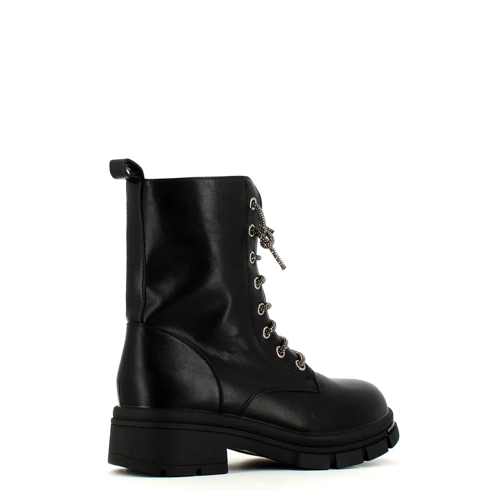 Cinders Edit Crystal Laced Boot Black