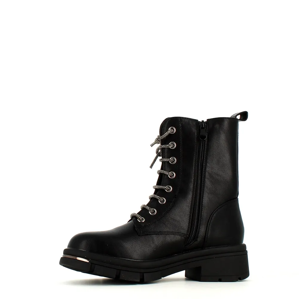 Cinders Edit Crystal Laced Boot Black
