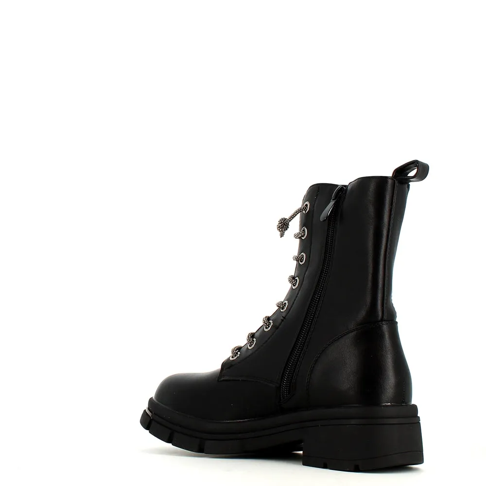 Cinders Edit Crystal Laced Boot Black
