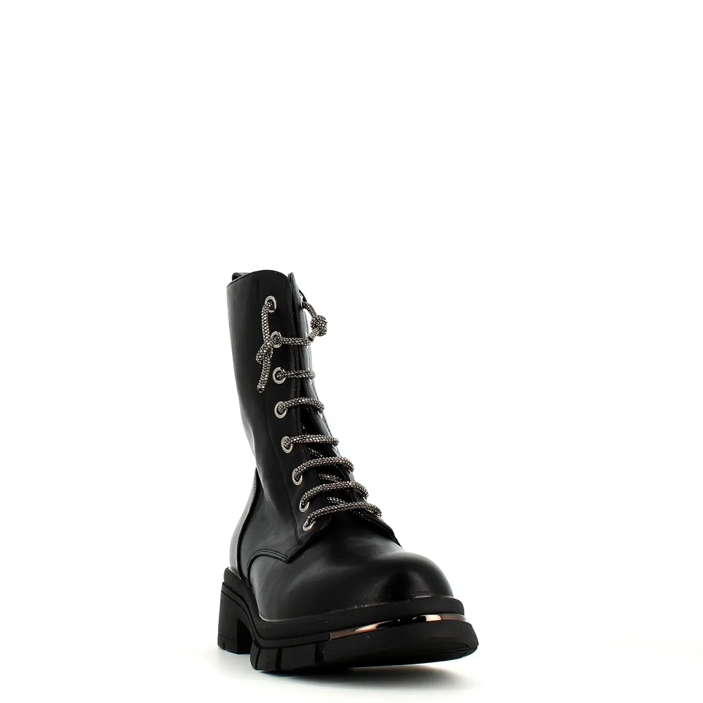 Cinders Edit Crystal Laced Boot Black
