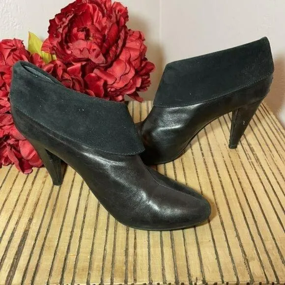Coach Black Annika Leather Suede Ankle Booties 7.5