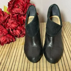 Coach Black Annika Leather Suede Ankle Booties 7.5