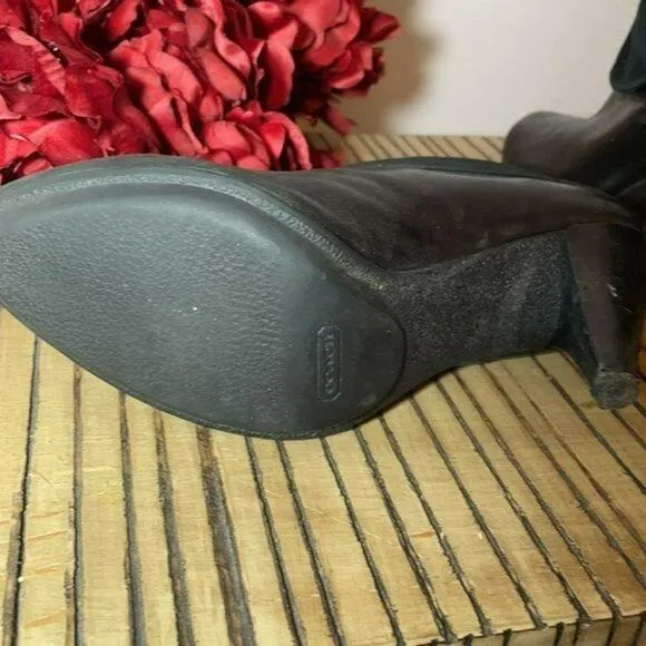 Coach Black Annika Leather Suede Ankle Booties 7.5