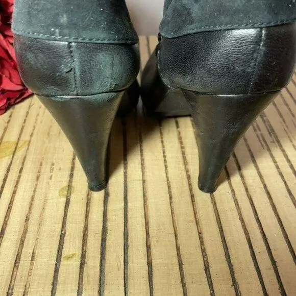 Coach Black Annika Leather Suede Ankle Booties 7.5