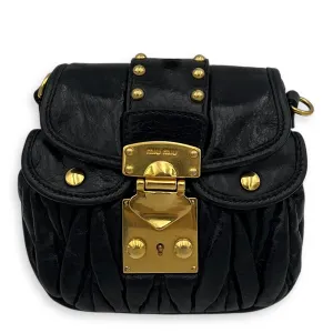 Coffer Mini Black Crossbody Bag in Calfskin, Gold hardware
