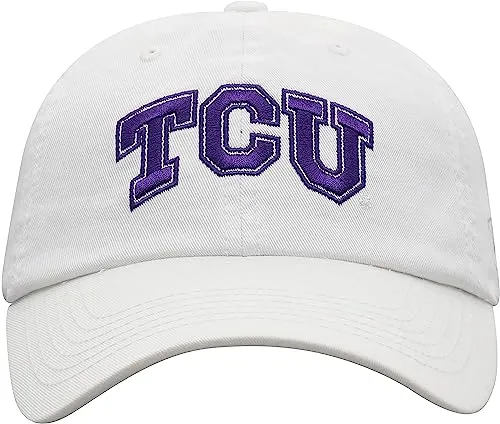 Collegiate Hats - Fitted Caps Adjustable Hats and Snapbacks Available (Adjustable Hat, TCU White)