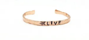 Copper  Handmade Boho Bracelet Cuff Hammered And Stamped Words and Symbols