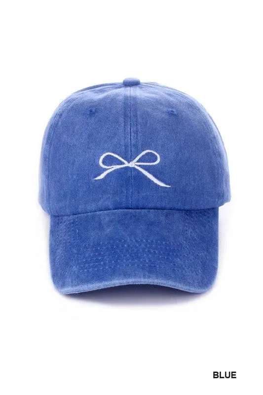 Coquette Ribbon Embroidered Washed Cotton Cap