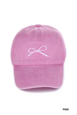 Coquette Ribbon Embroidered Washed Cotton Cap