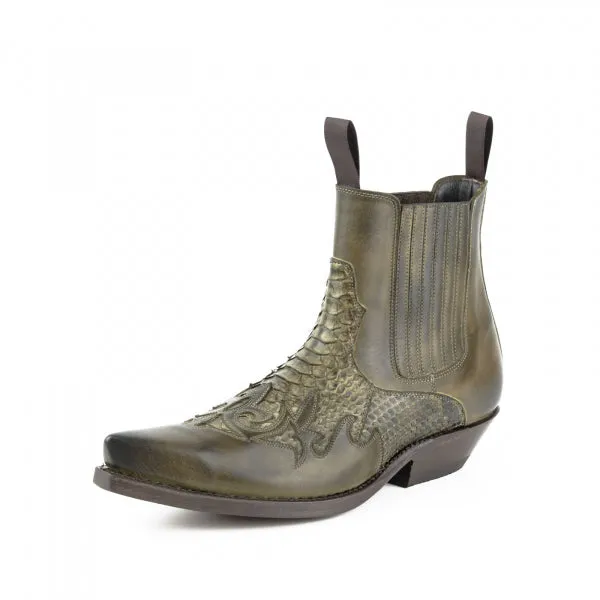 Cowboy Boots or Ankle Boots for Women and Men, Handcrafted, Urban and Exotic Green 2500
