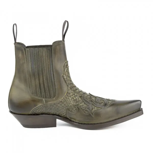 Cowboy Boots or Ankle Boots for Women and Men, Handcrafted, Urban and Exotic Green 2500
