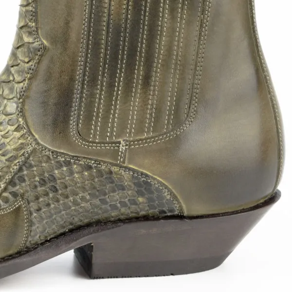 Cowboy Boots or Ankle Boots for Women and Men, Handcrafted, Urban and Exotic Green 2500