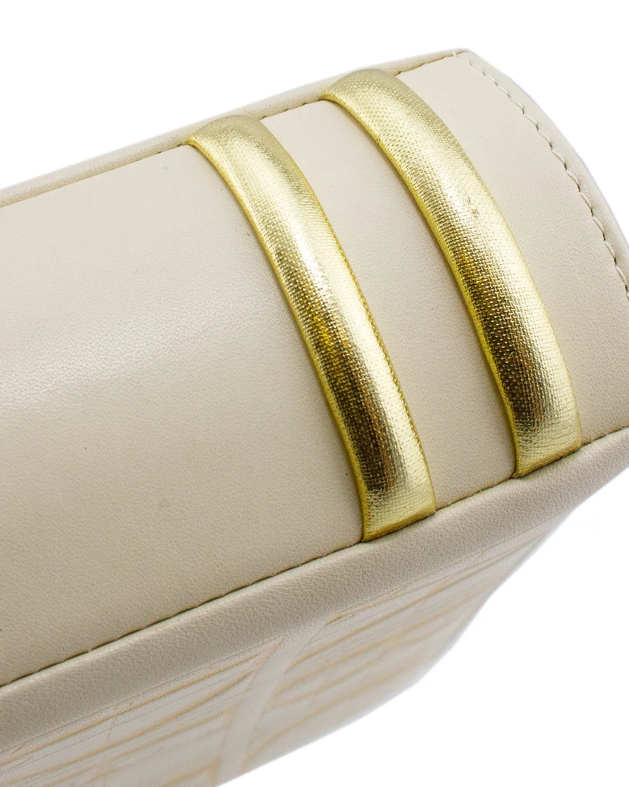 Cream and Gold Leather Book Bag