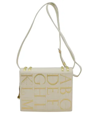 Cream and Gold Leather Book Bag