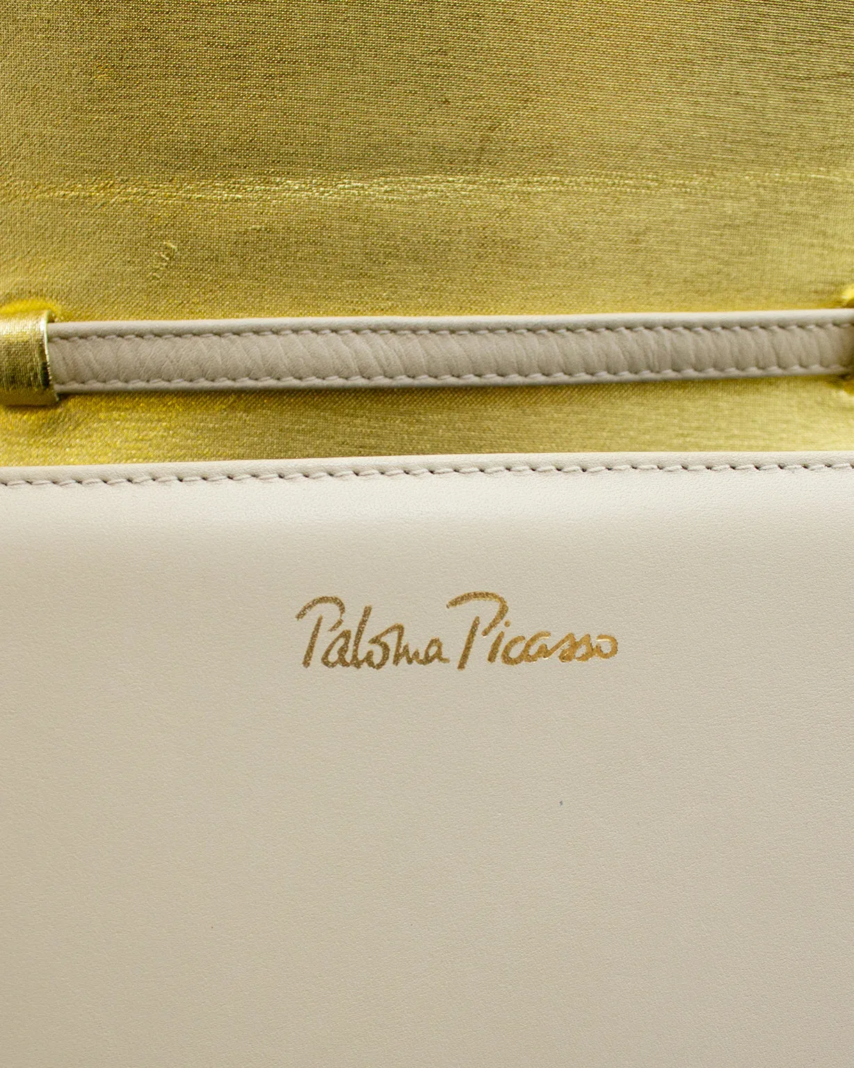 Cream and Gold Leather Book Bag